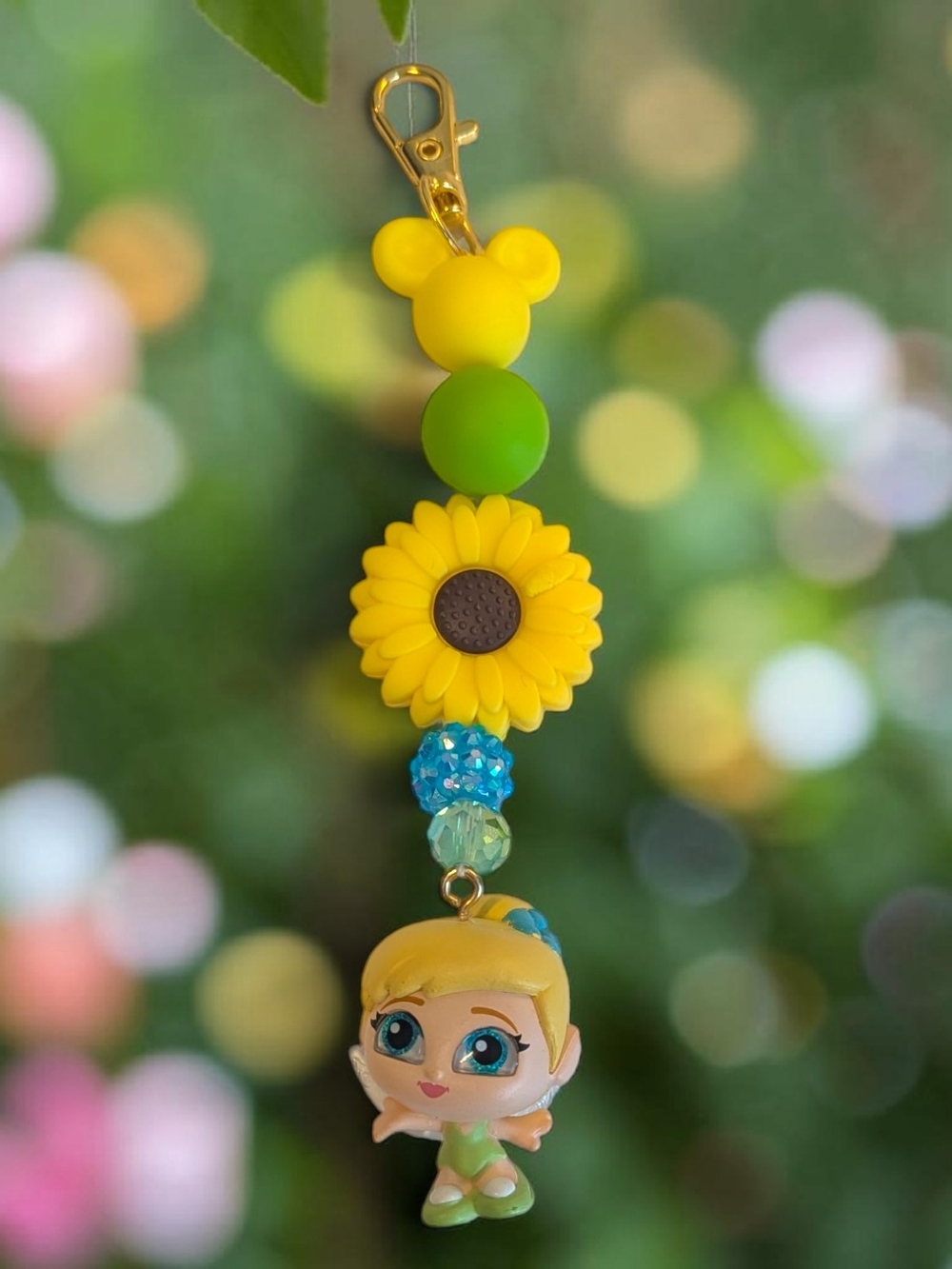 Handmade Tinkerbell Floral Bag Charm/ Keychain